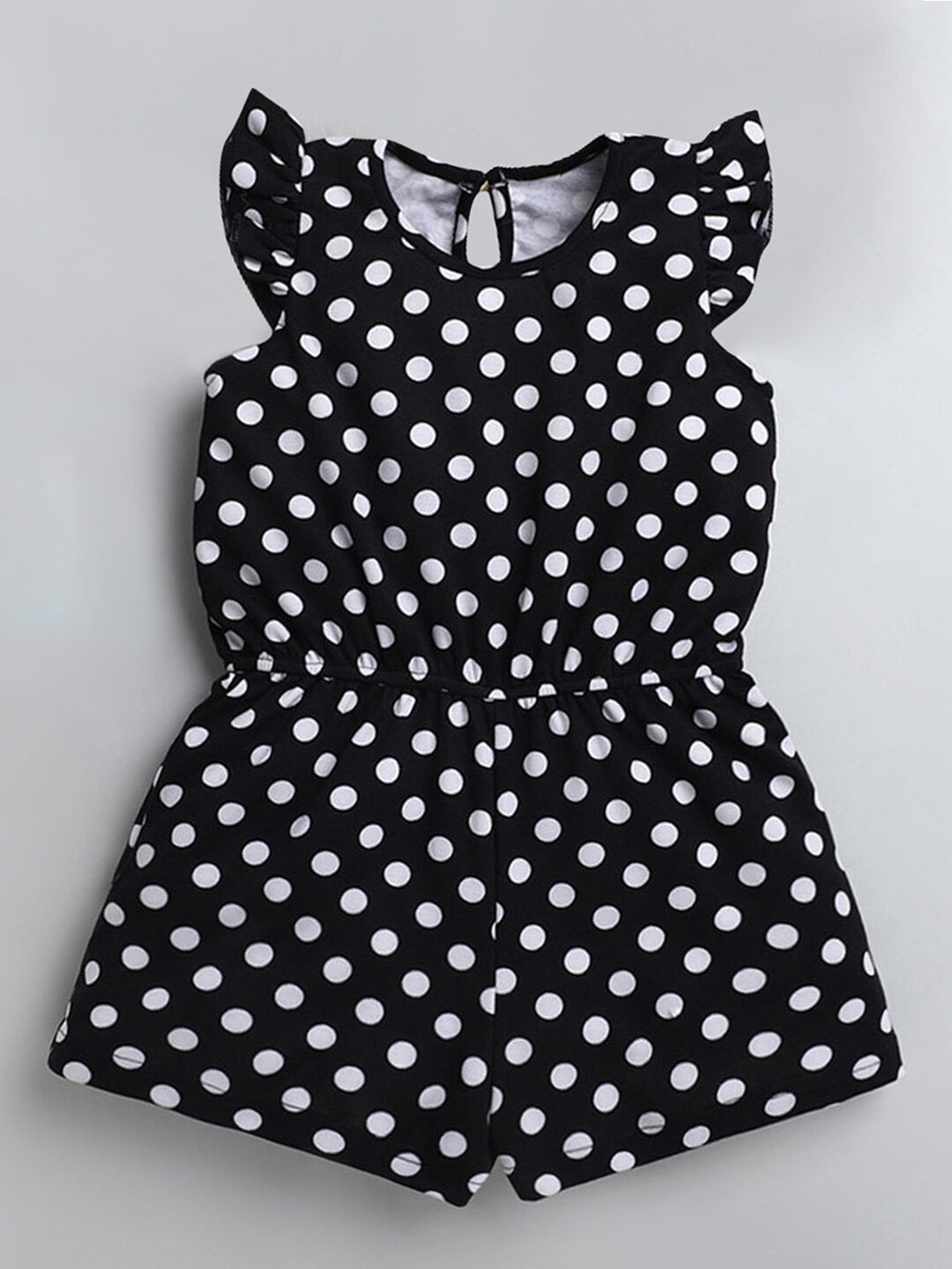 

Hopscotch Girls Black & White Printed Basic Jumpsuit