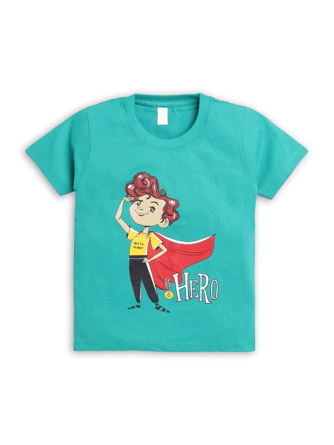 

Hopscotch Boys Green Printed Applique T-shirt