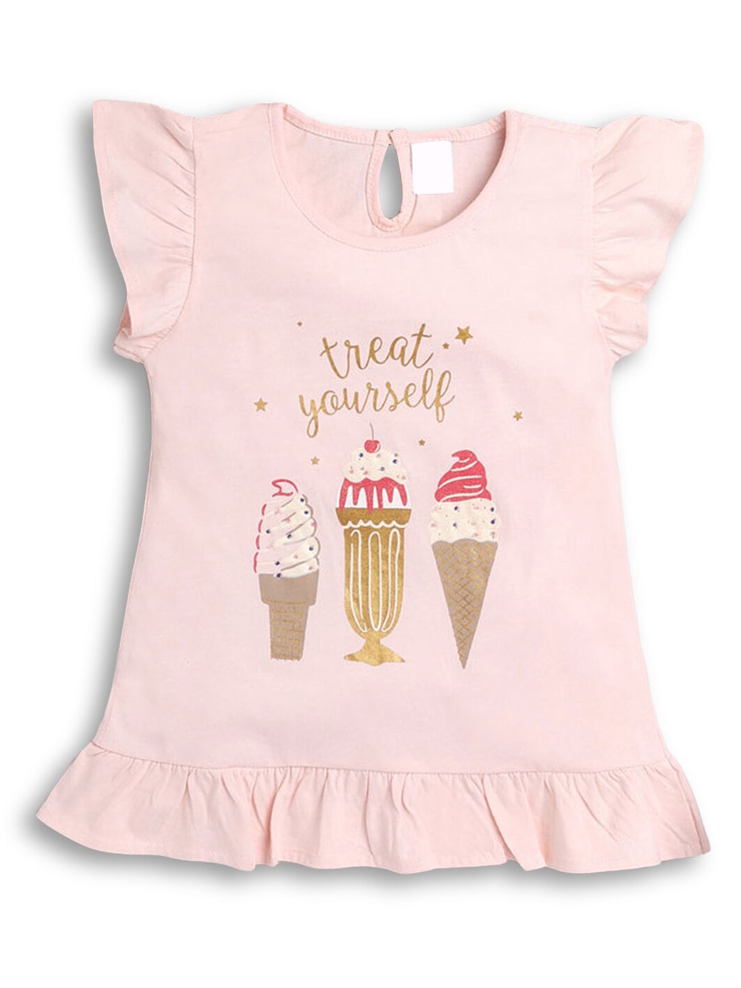 

Hopscotch Girls Pink Typography Printed Extended Sleeves T-shirt