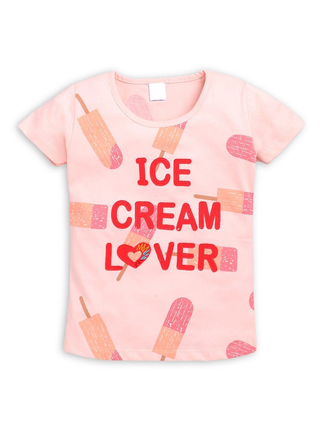 

Hopscotch Girls Pink Typography Printed T-shirt
