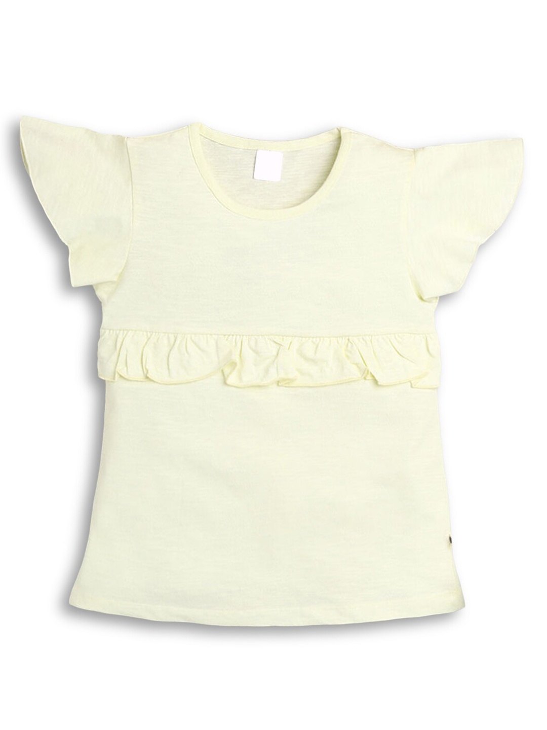 

Hopscotch Girls Yellow V-Neck Raw Edge T-shirt