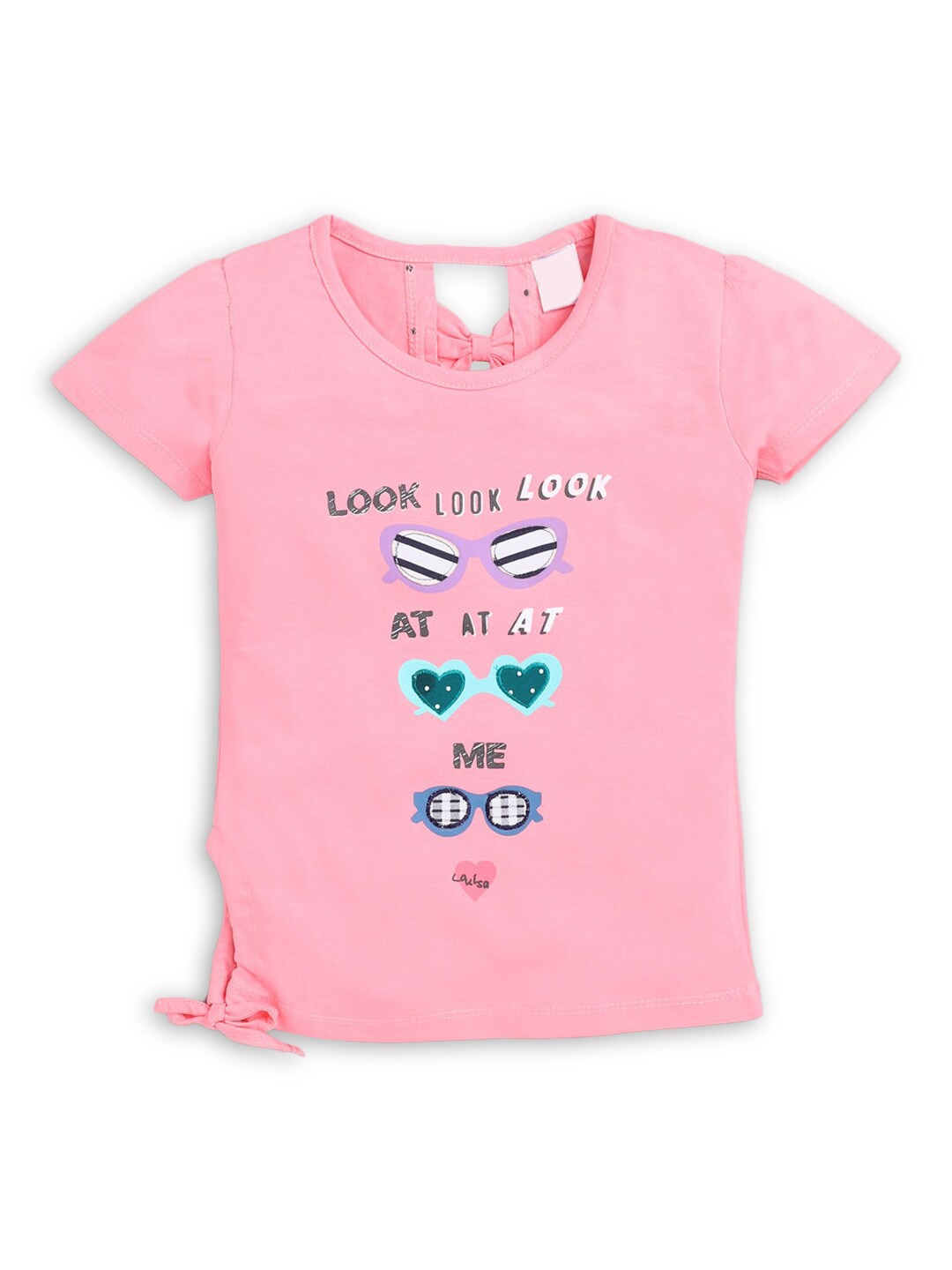 

Hopscotch Girls Pink Typography Printed T-shirt