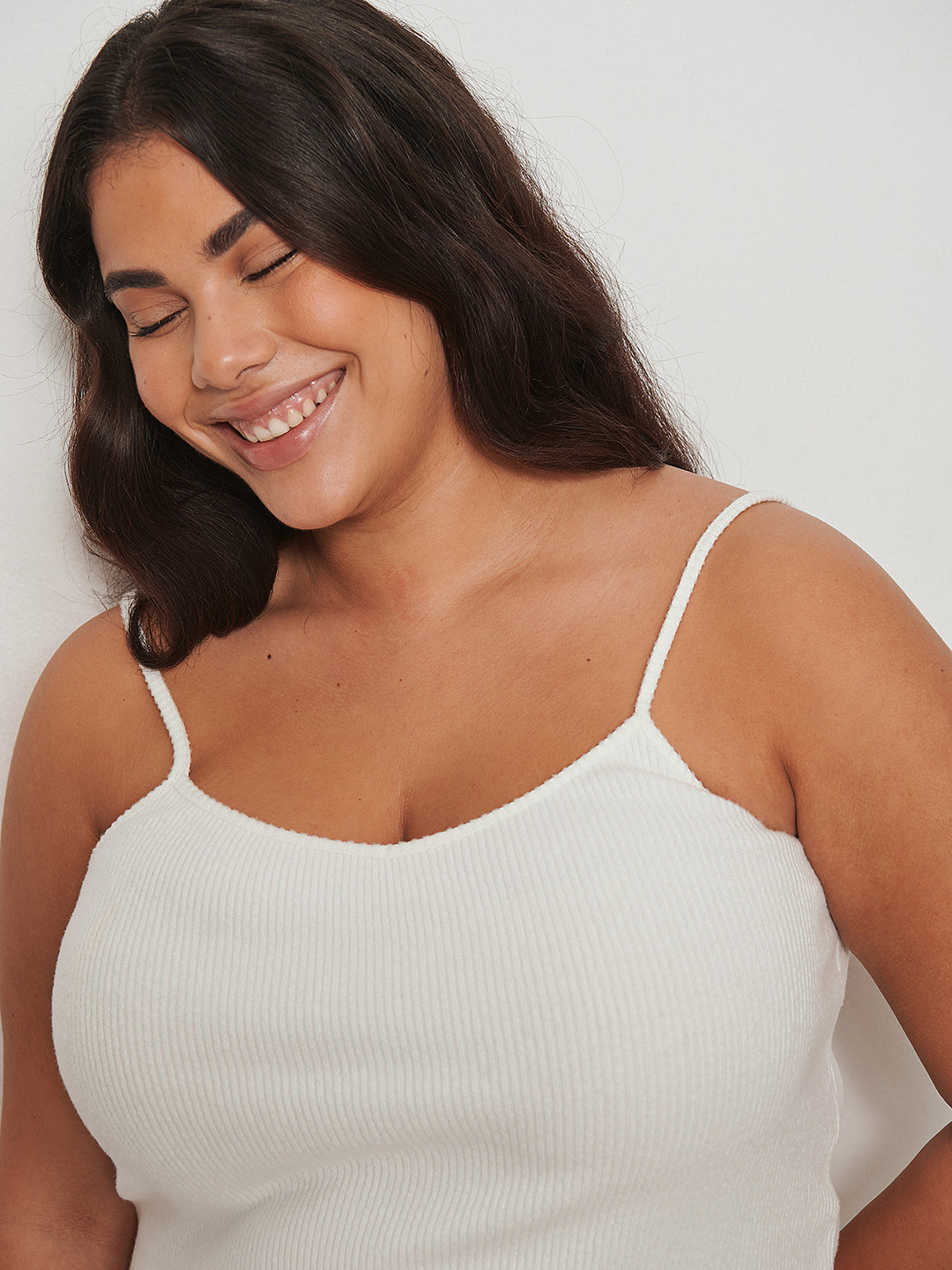 

NA-KD White Ribbed Cami Top