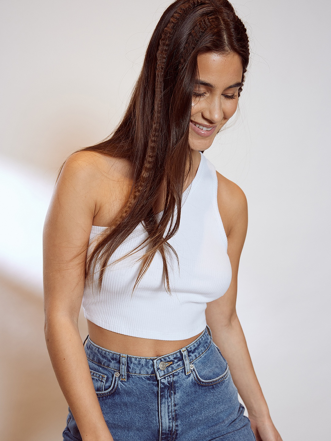 

NA-KD White One Shoulder Top