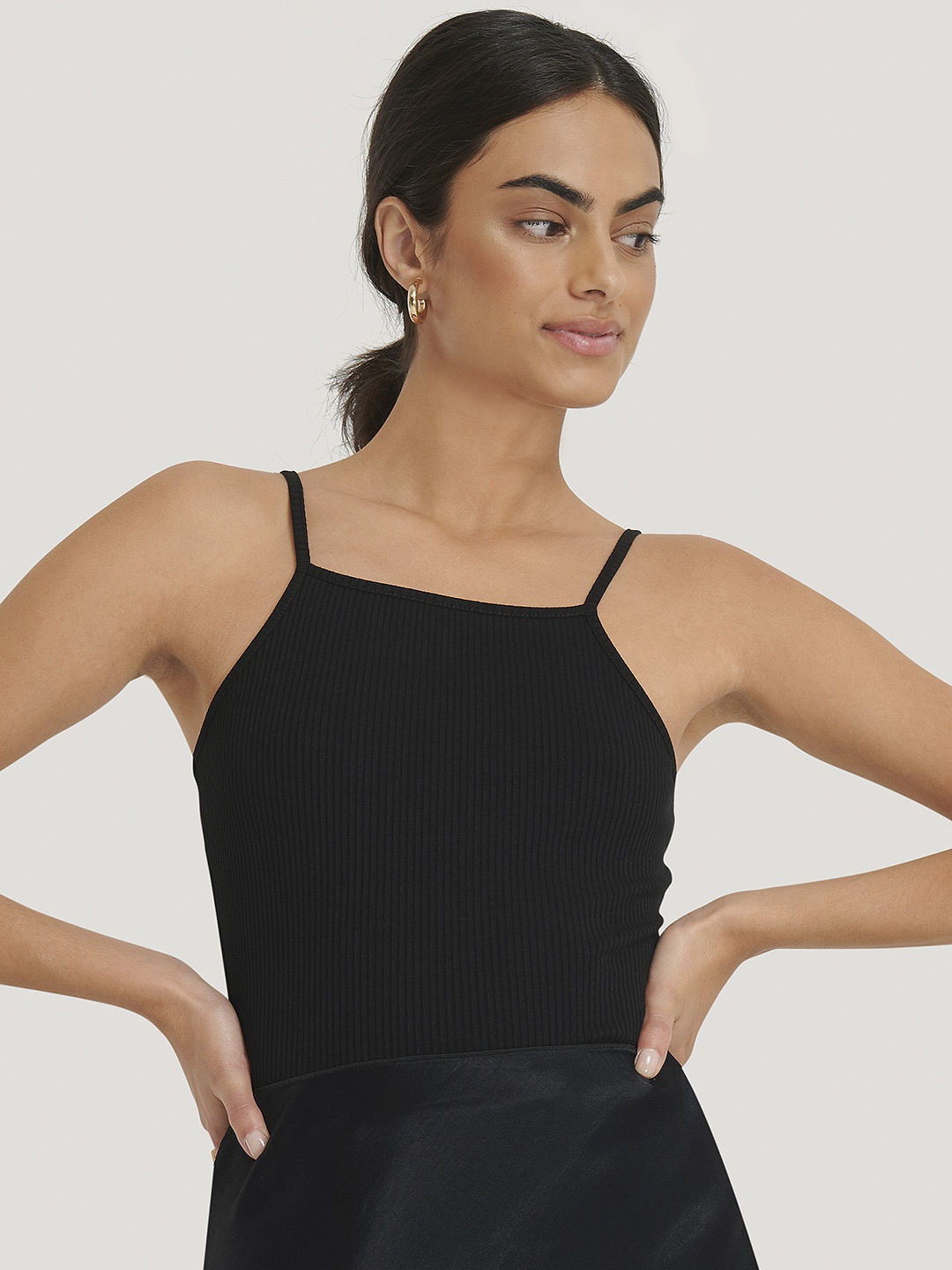 

NA-KD Black Ribbed Top