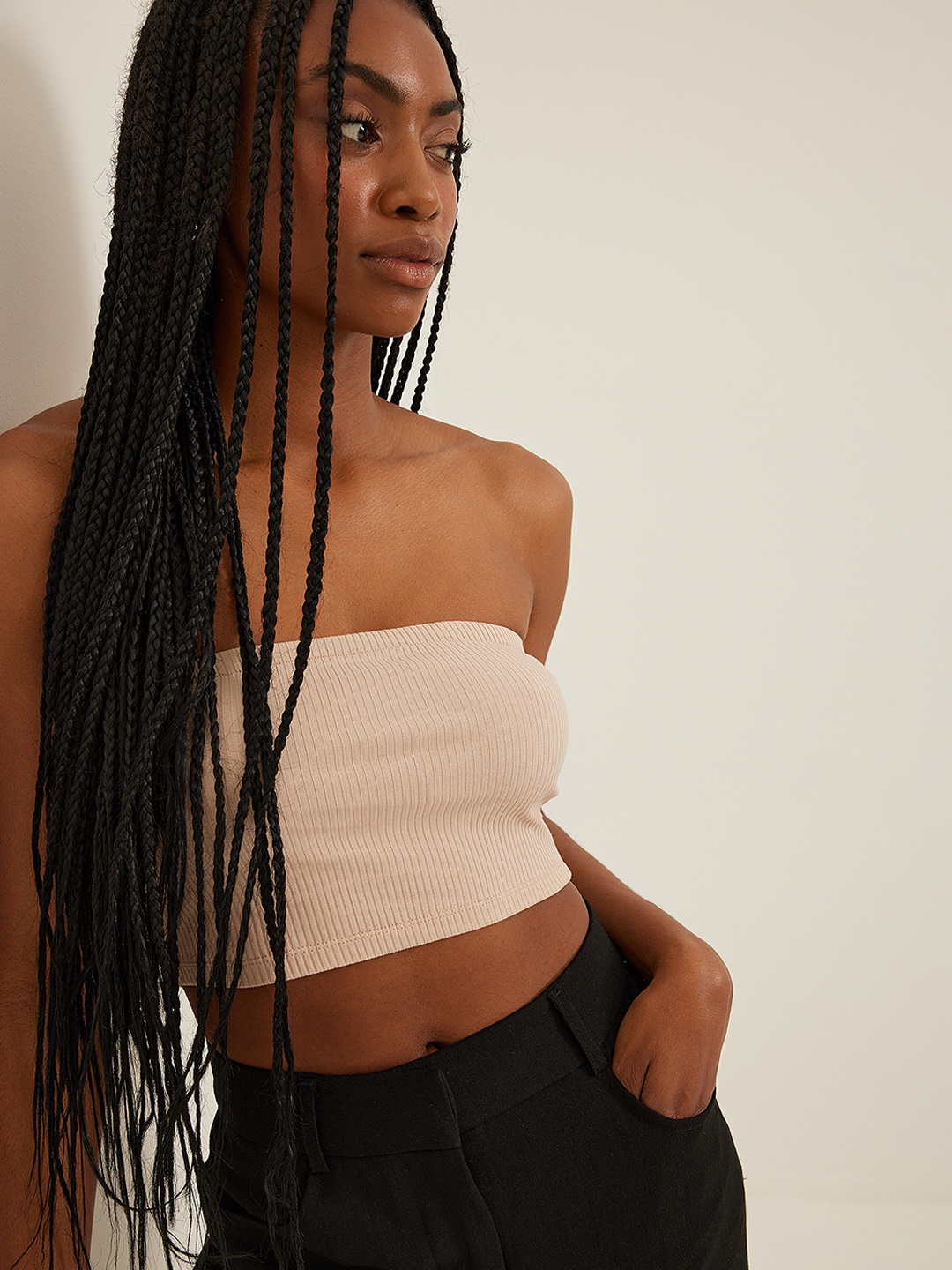 

NA-KD Beige Tube Crop Top