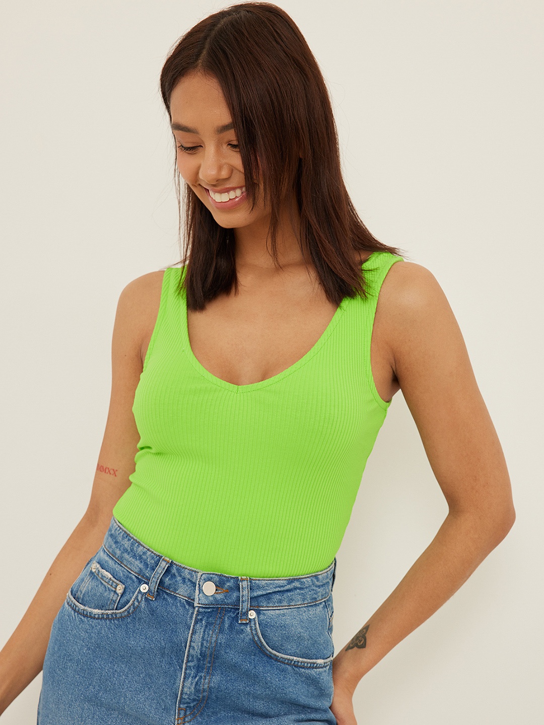 

NA-KD Green Shoulder Straps Top