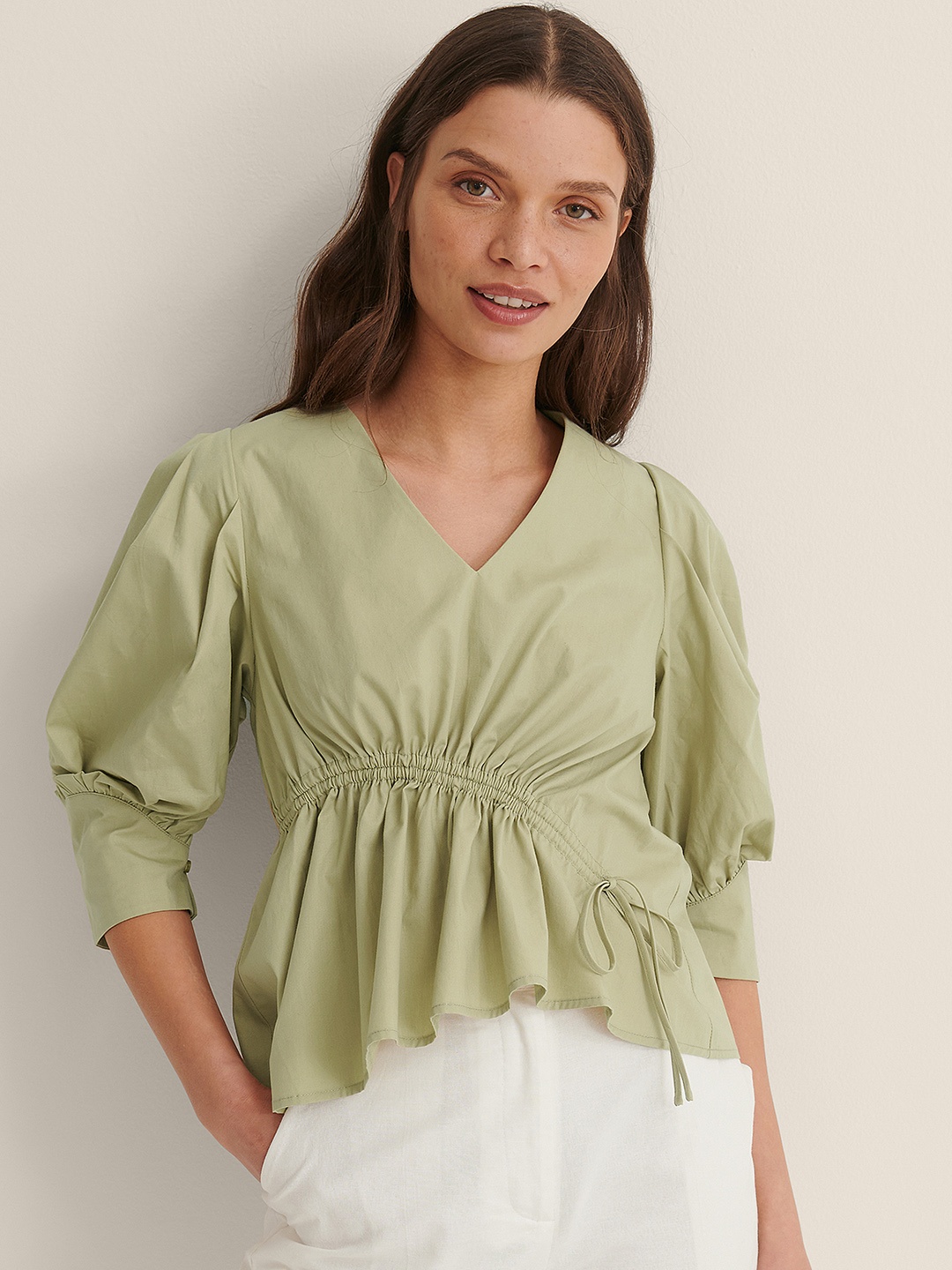 

NA-KD Green Pure Cotton Solid A-Line Top