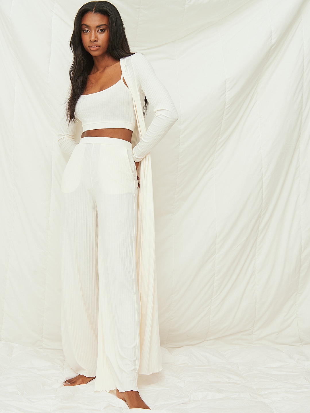

NA-KD White Self-Striped Bralette Crop Top