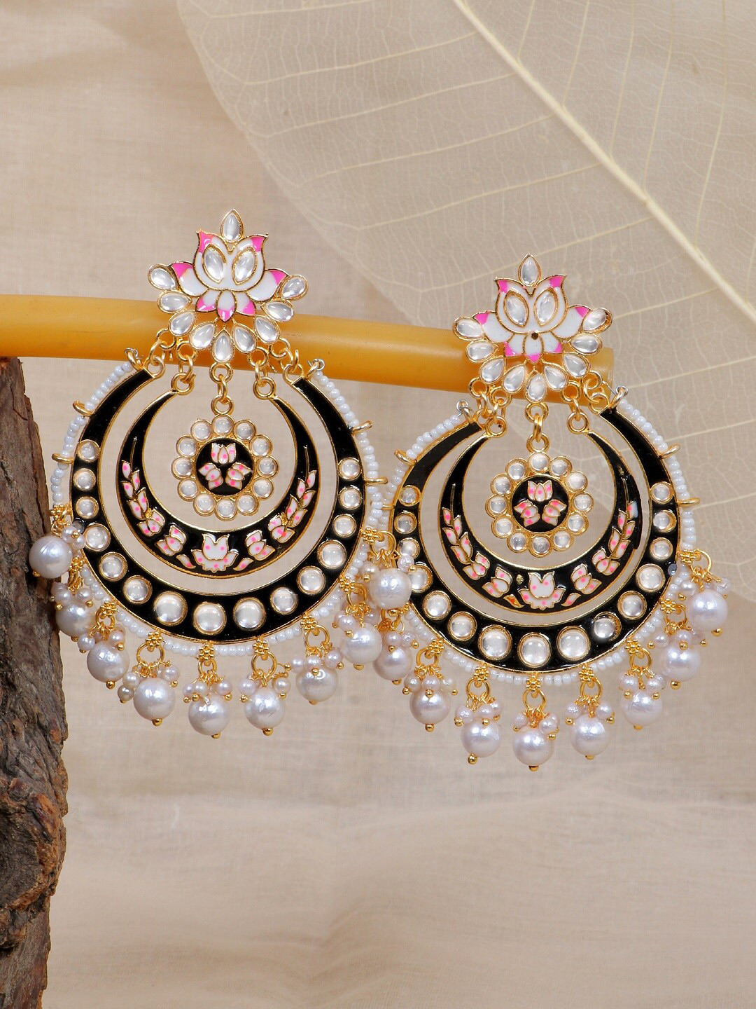 

Crunchy Fashion Black Contemporary Chandbalis Earrings