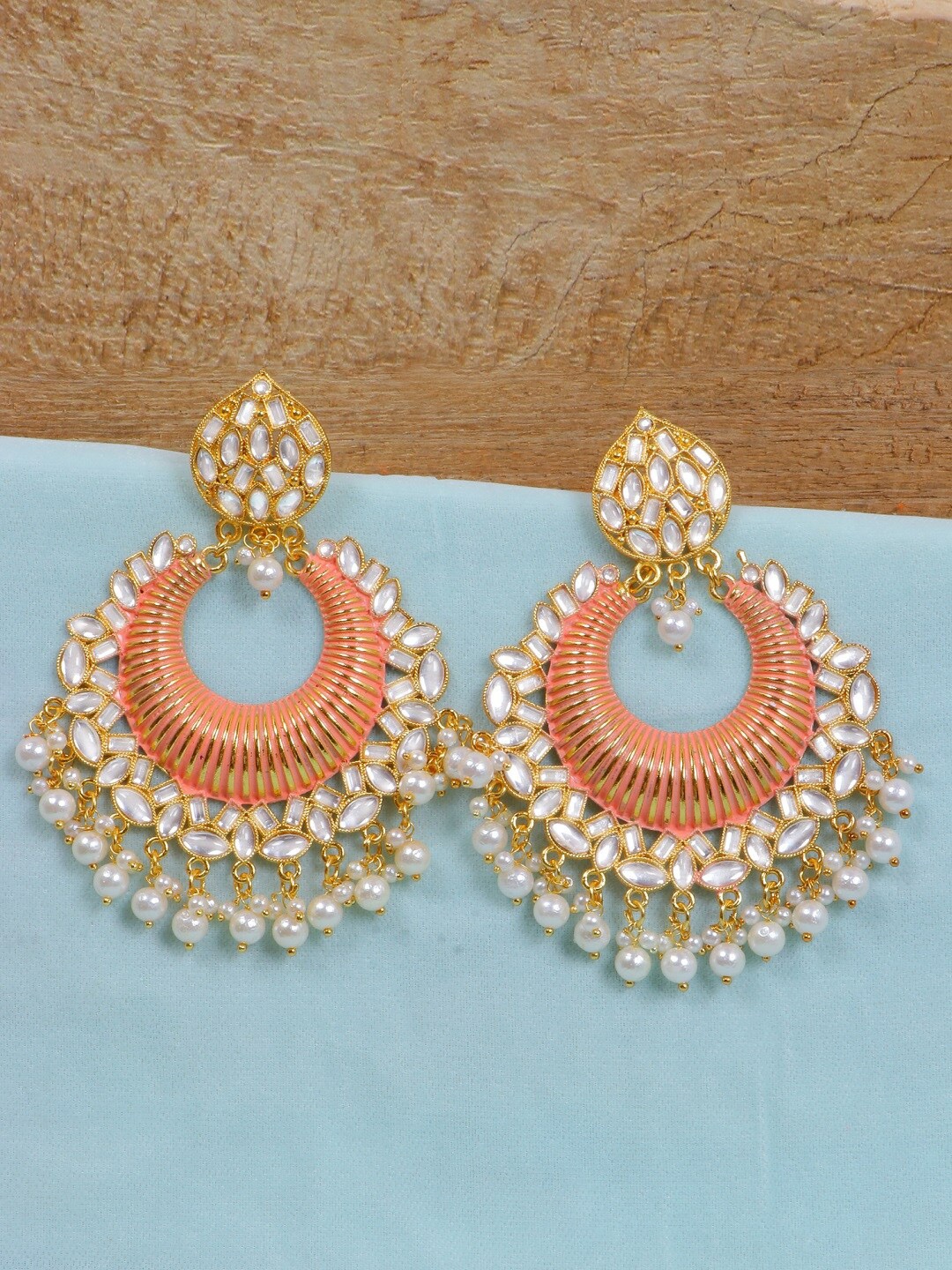 

Crunchy Fashion Pink Contemporary Chandbalis Earrings