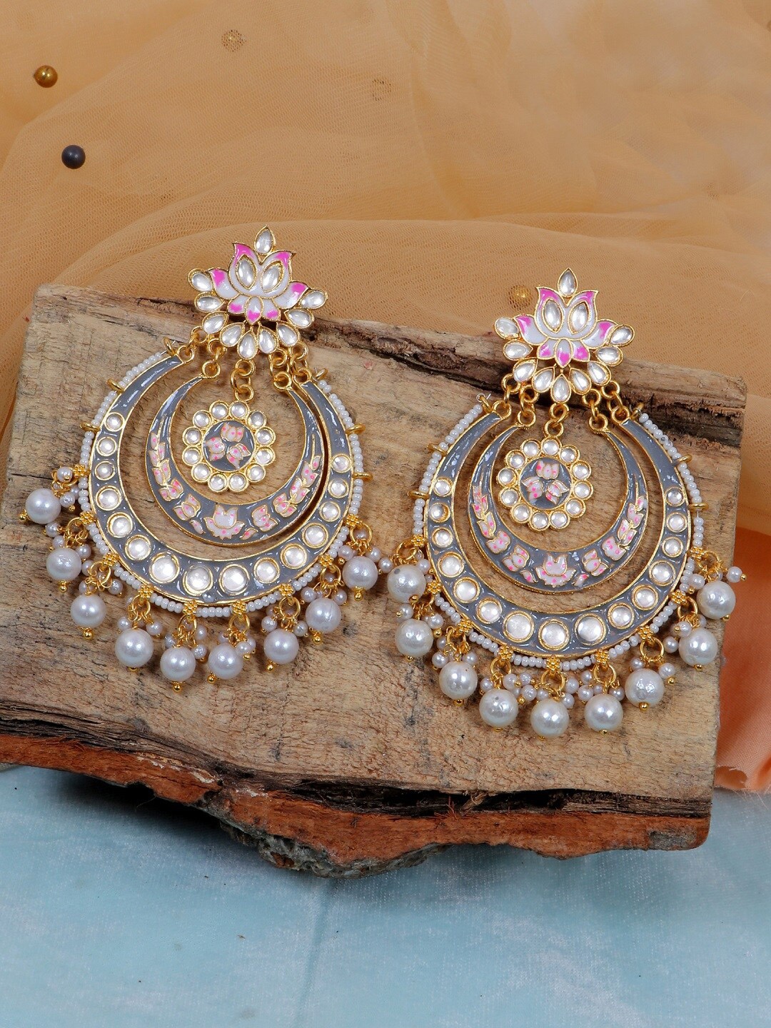 

Crunchy Fashion Grey Contemporary Chandbalis Earrings