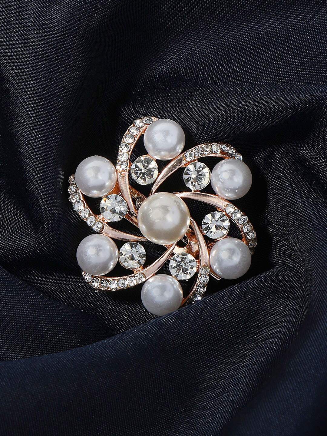 

AccessHer Rose Gold-Toned Rhine Stone Studded Brooch