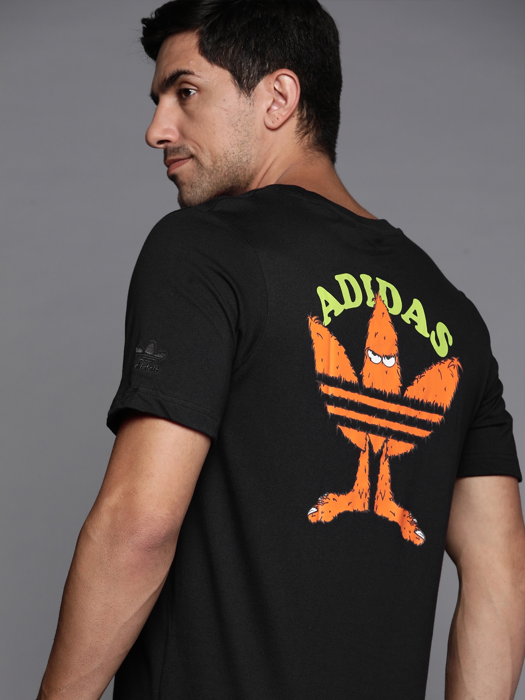 ADIDAS Originals Men Black Brand Logo Printed T-shirt