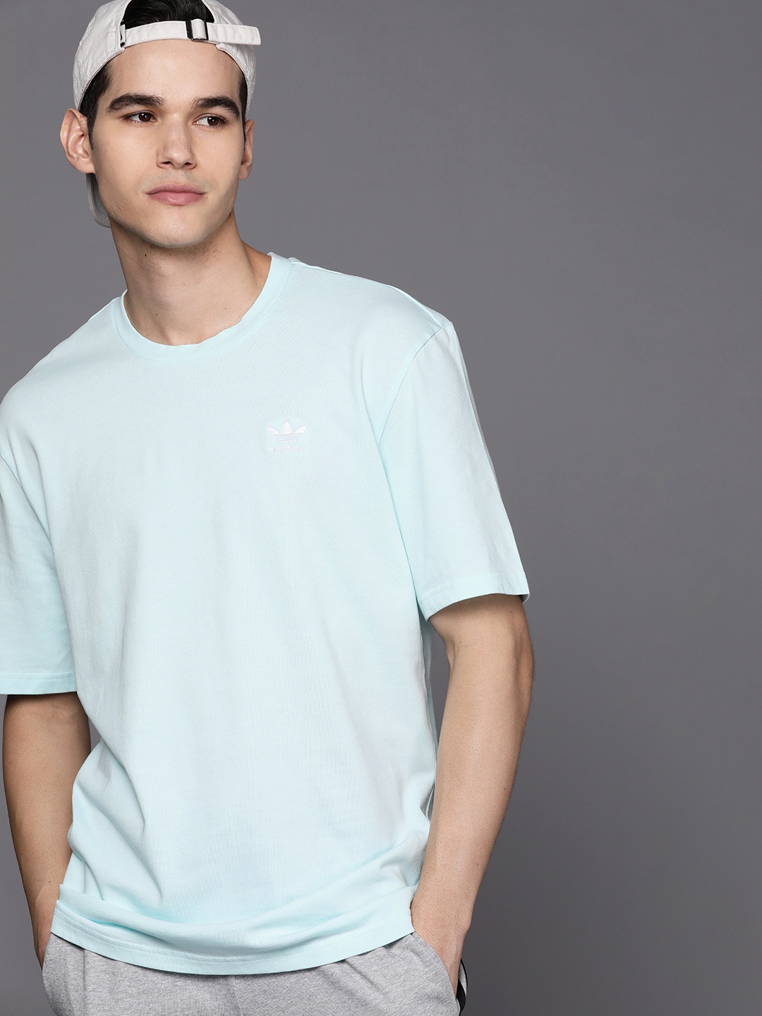 

ADIDAS Originals Men Blue Pure Cotton Back Print B+F Trefoil T-Shirt
