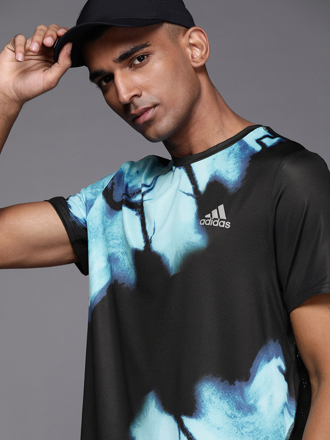 

ADIDAS Men Fast Tie and Dye Aeroready Running T-shirt, Black