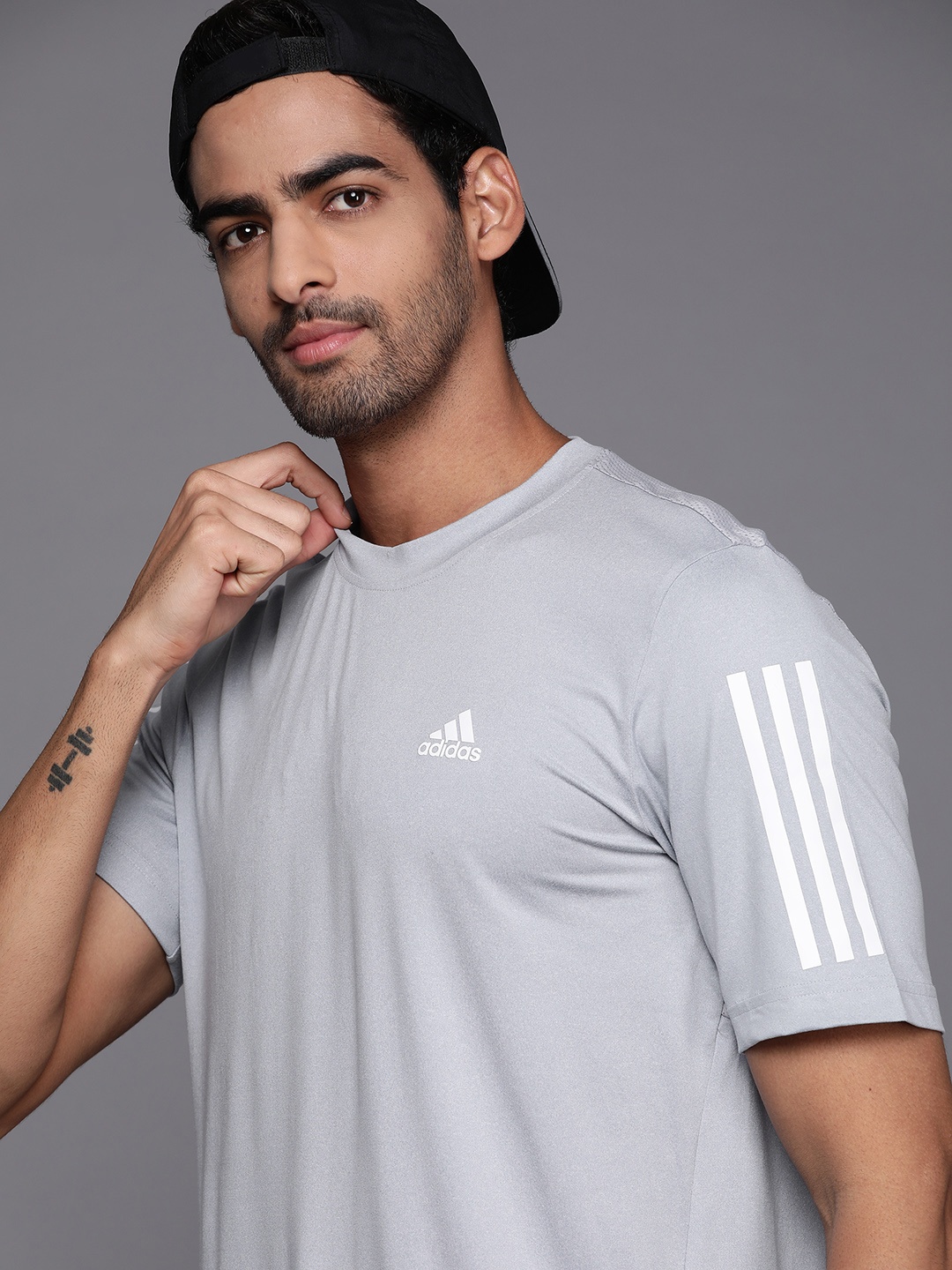 

ADIDAS Men Grey Solid Base Training T-shirt