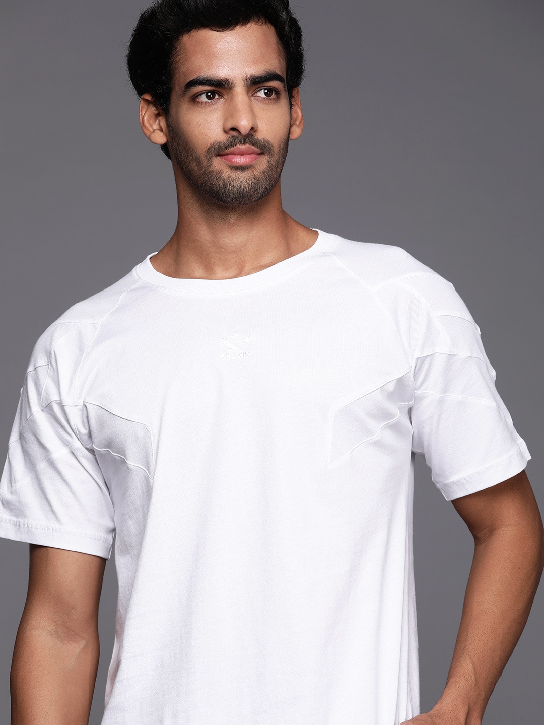 

ADIDAS Originals Men Black Solid Pure Cotton Tiboa Dir Applique Detail T-shirt, White