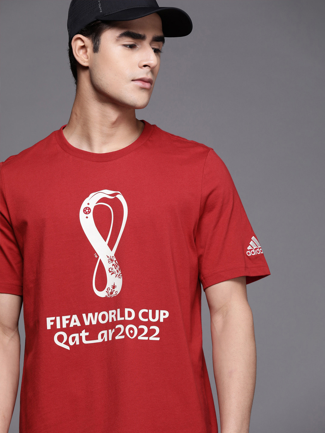 

ADIDAS Men Typography Printed Pure Cotton FIFA World Cup 2022 T-shirt, Red