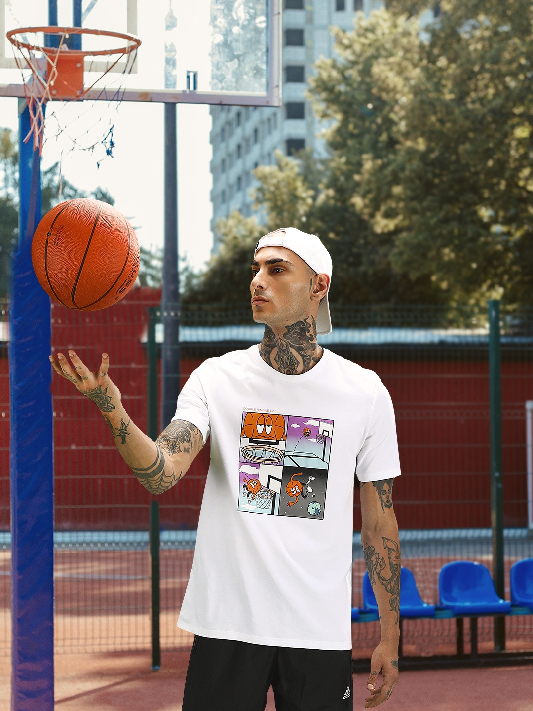 

ADIDAS Men White & Grey Printed Pure Cotton T-shirt