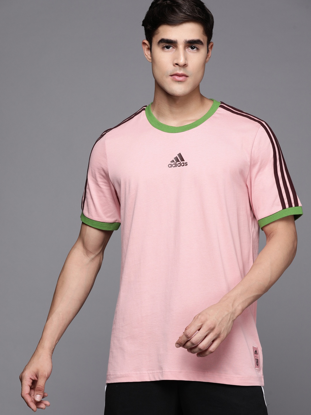

ADIDAS Men Pink Japan 22 DNA 3-Stripes Japan T-Shirt