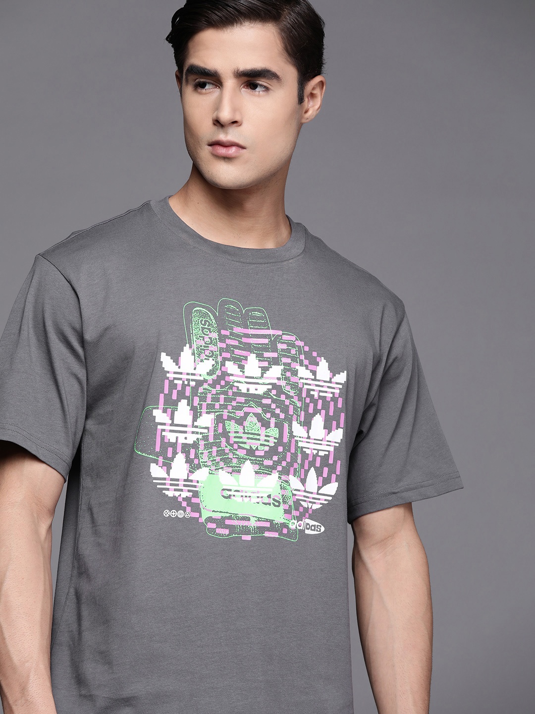 

ADIDAS Originals Men Pure Cotton HYPERSPORT MULTI Printed T-shirt, Grey