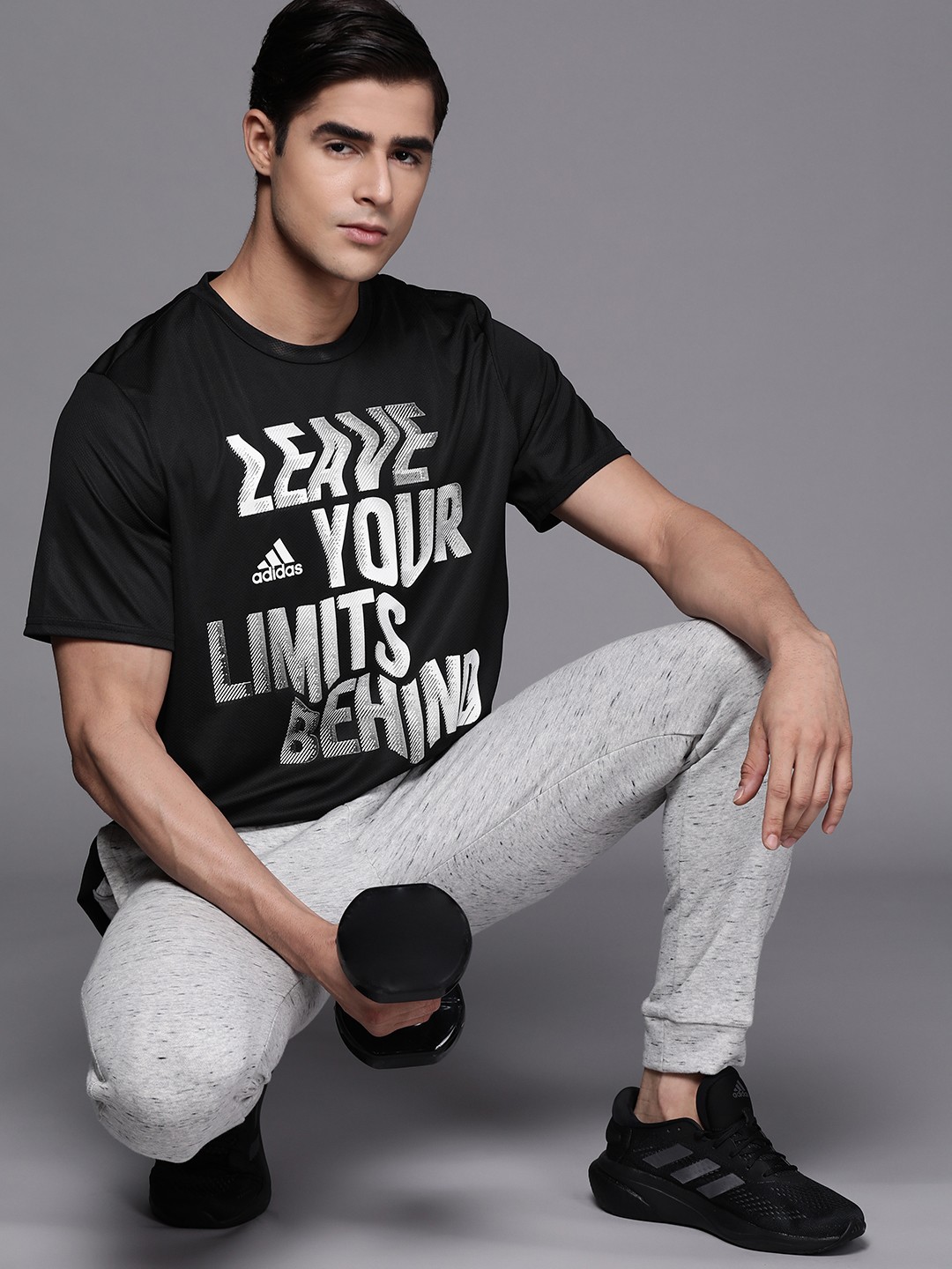 

ADIDAS Men Typography Printed T-shirt, Black
