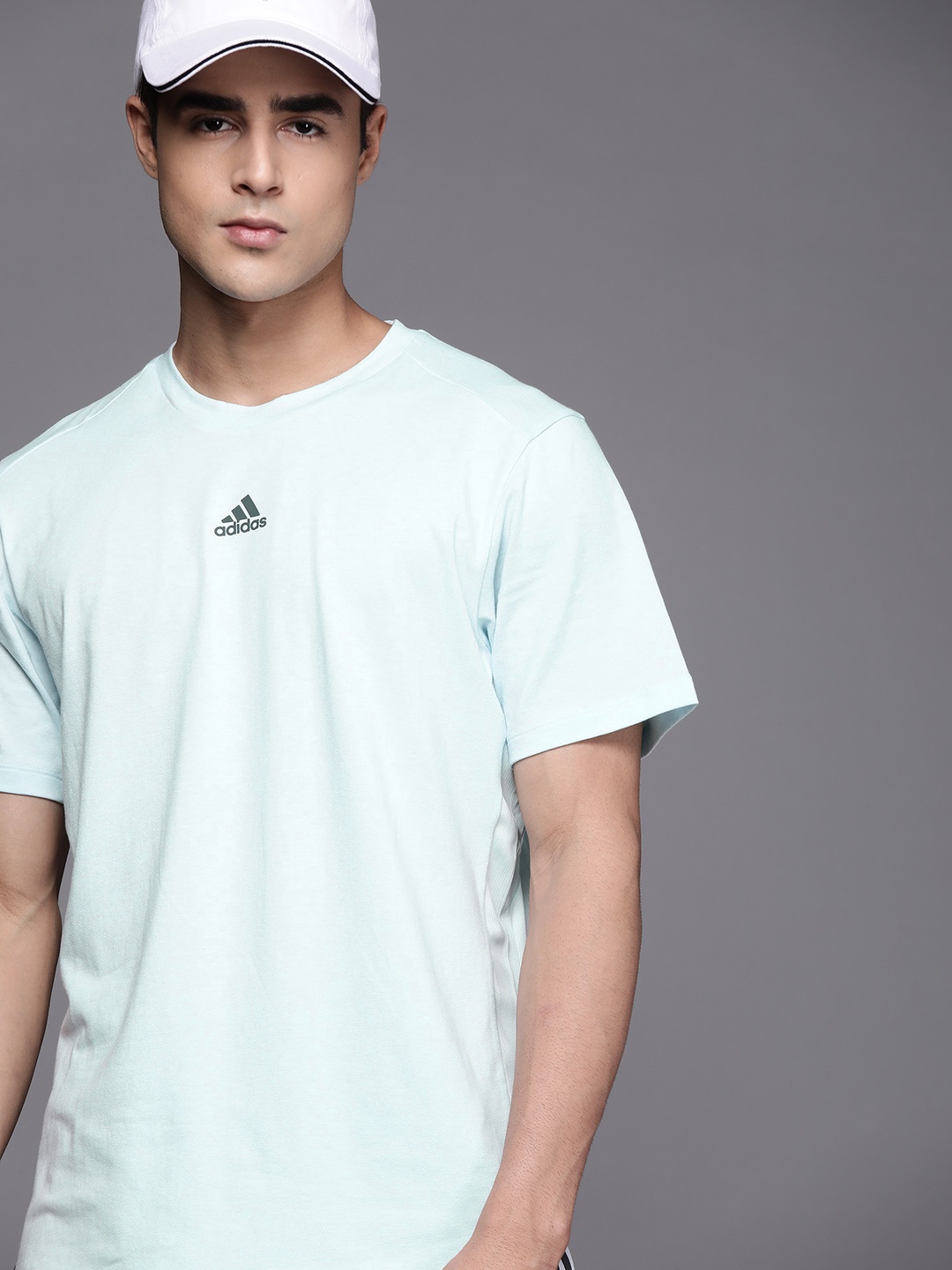 

ADIDAS Men Brand Logo Printed T-shirt, Blue
