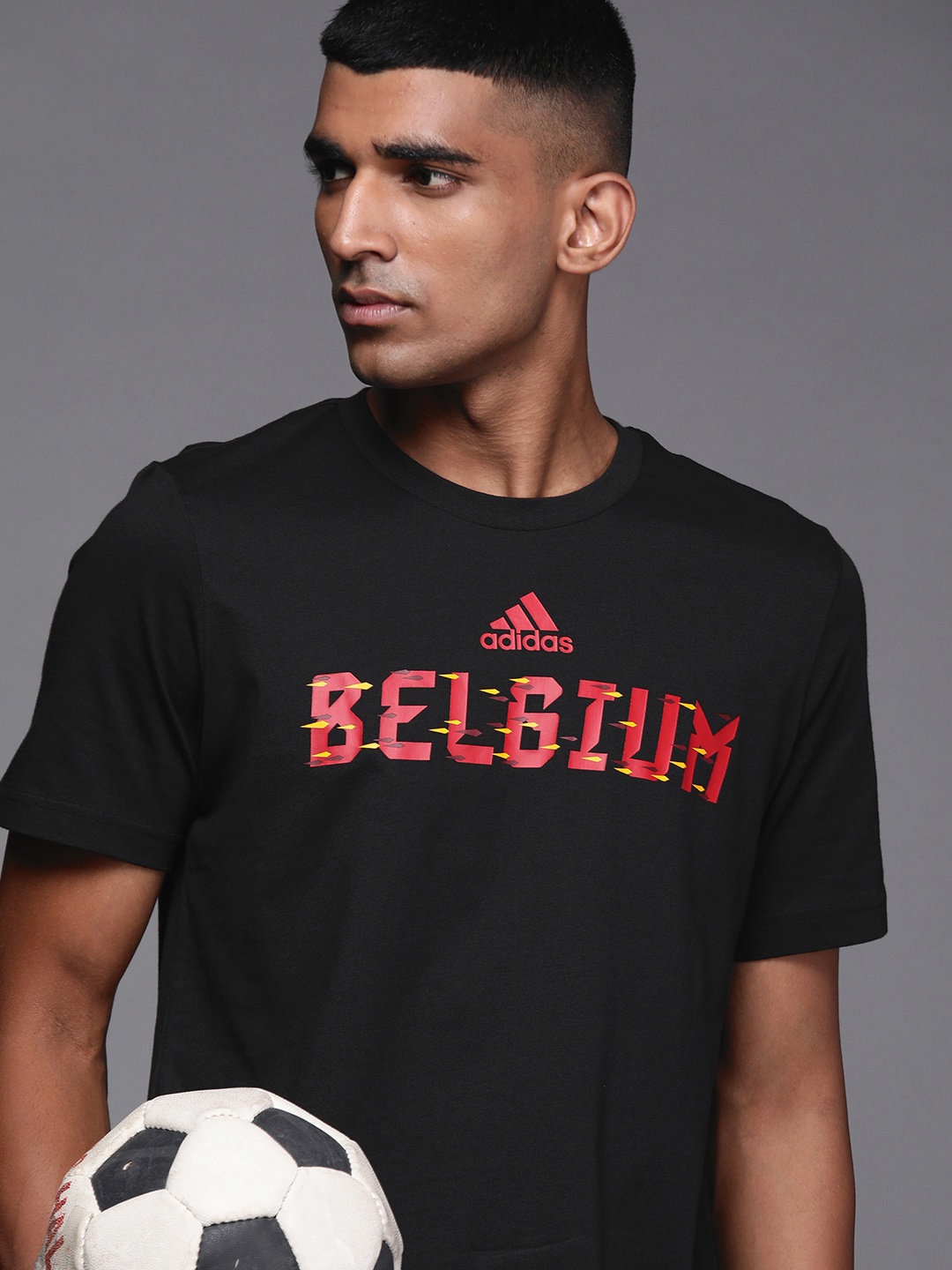 

ADIDAS Men Printed Pure Cotton Belgium T-shirt, Black