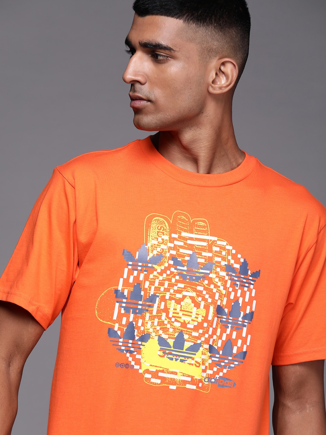 

ADIDAS Originals Men Pure Cotton HYPERSPORT MULTPrinted T-shirt, Orange