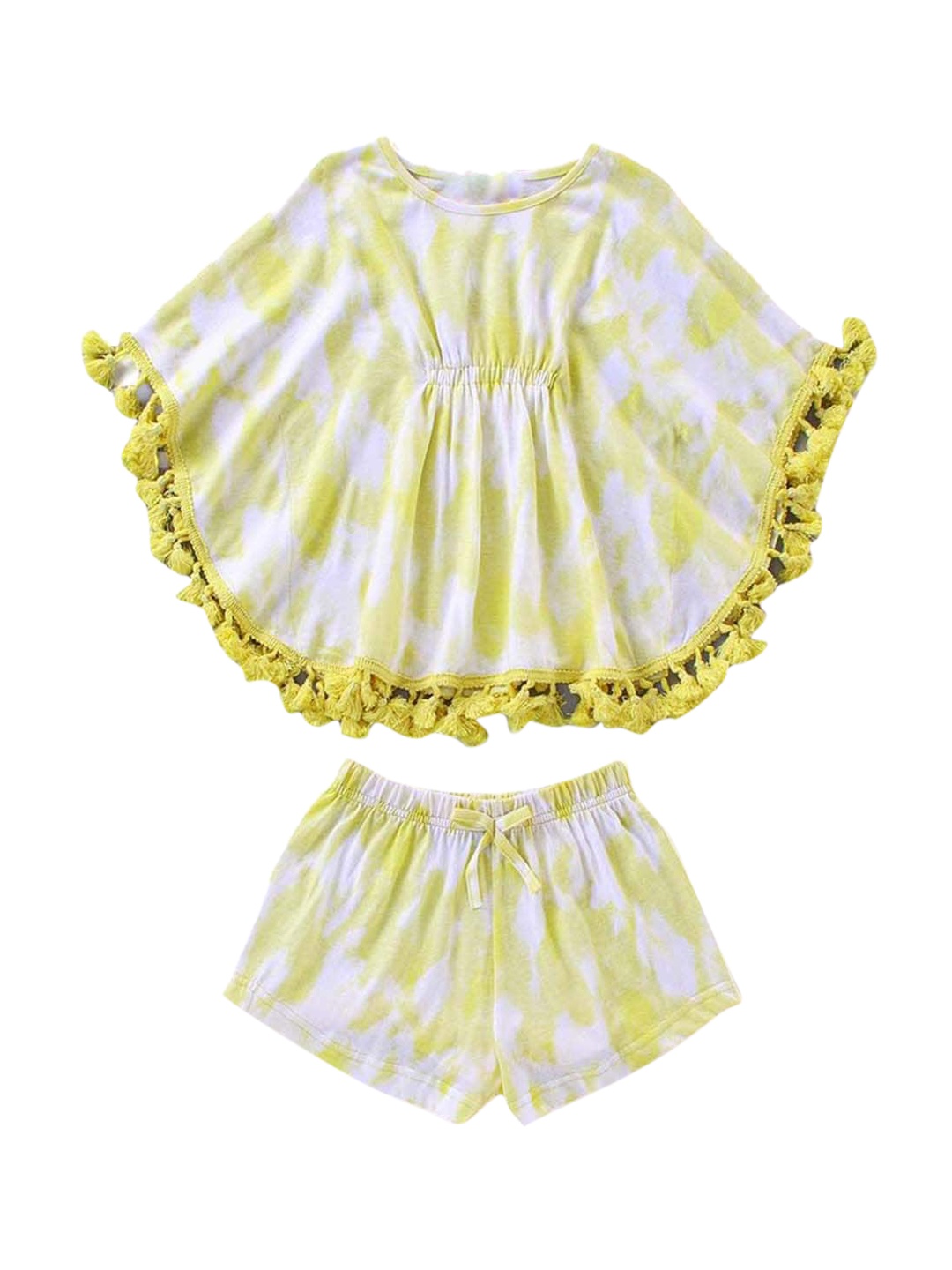 

Hopscotch Girls Yellow & White Printed Top with Shorts