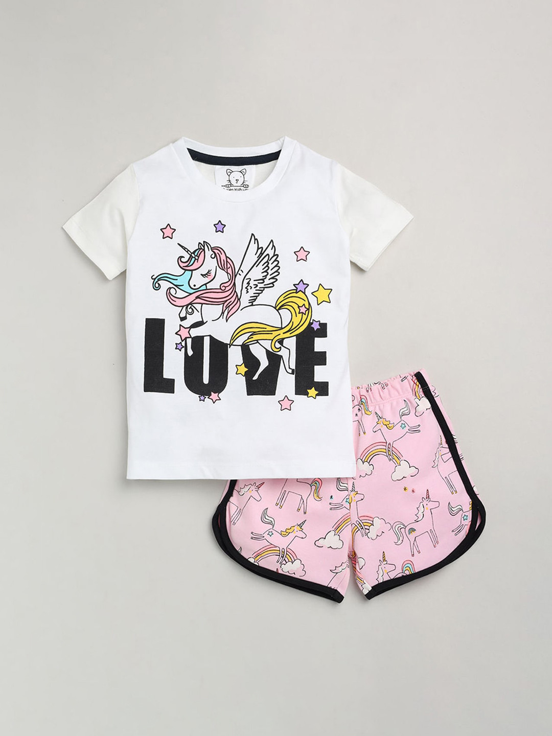 

Hopscotch Girls Blue & White Printed Night suit