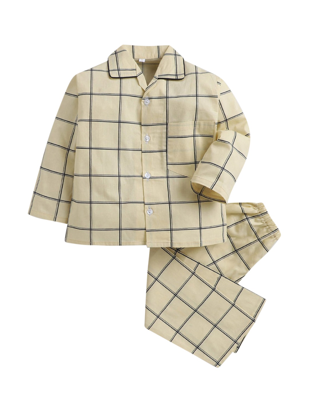 

Hopscotch Girls Yellow & Black Checked Night suit