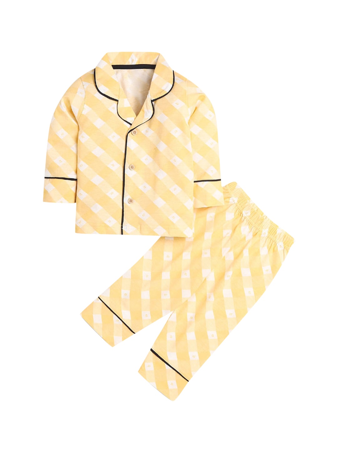 

Hopscotch Boys Yellow Printed Night suit