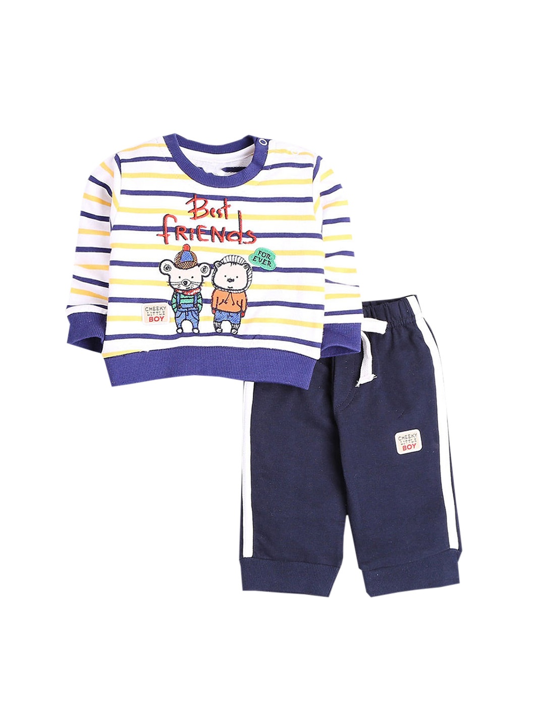 

Hopscotch Boys Yellow & Blue Printed Night suit