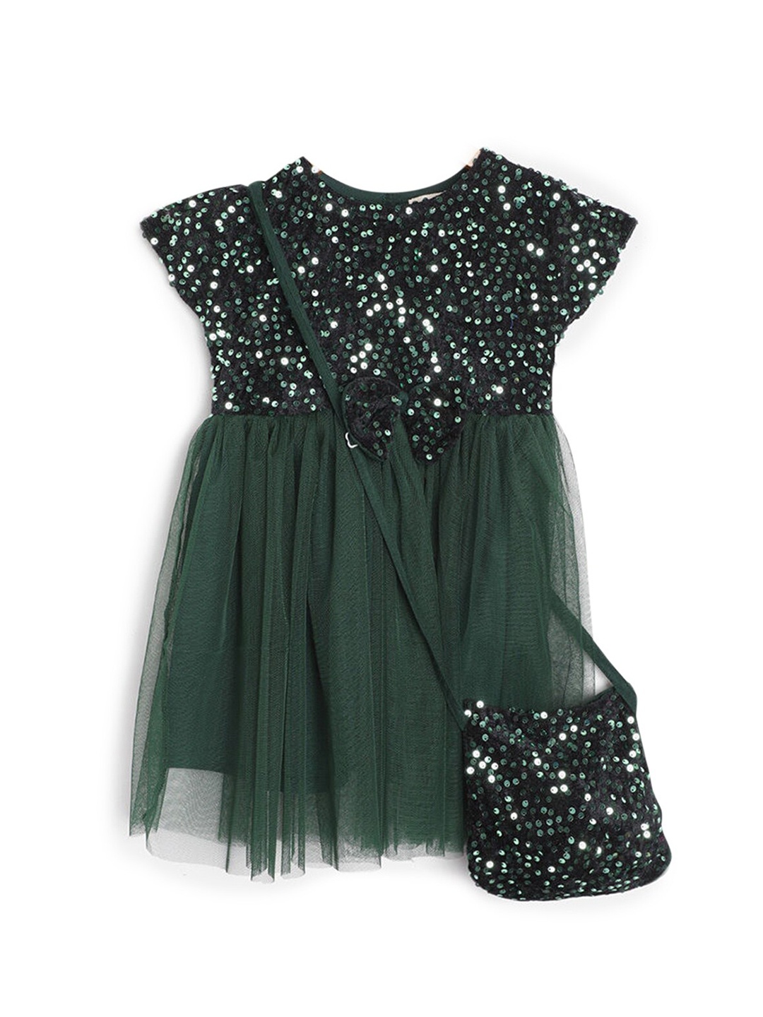 

Hopscotch Green Embellished Dress
