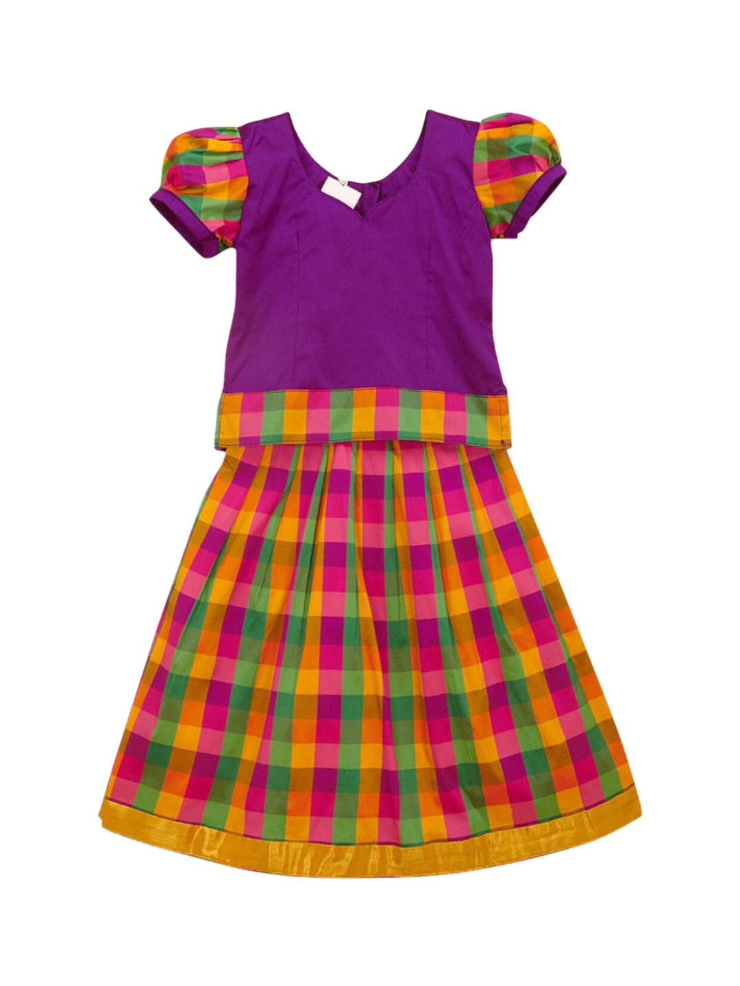 

Hopscotch Girls Purple Printed Pure Cotton Kurta with Churidar & With Dupatta