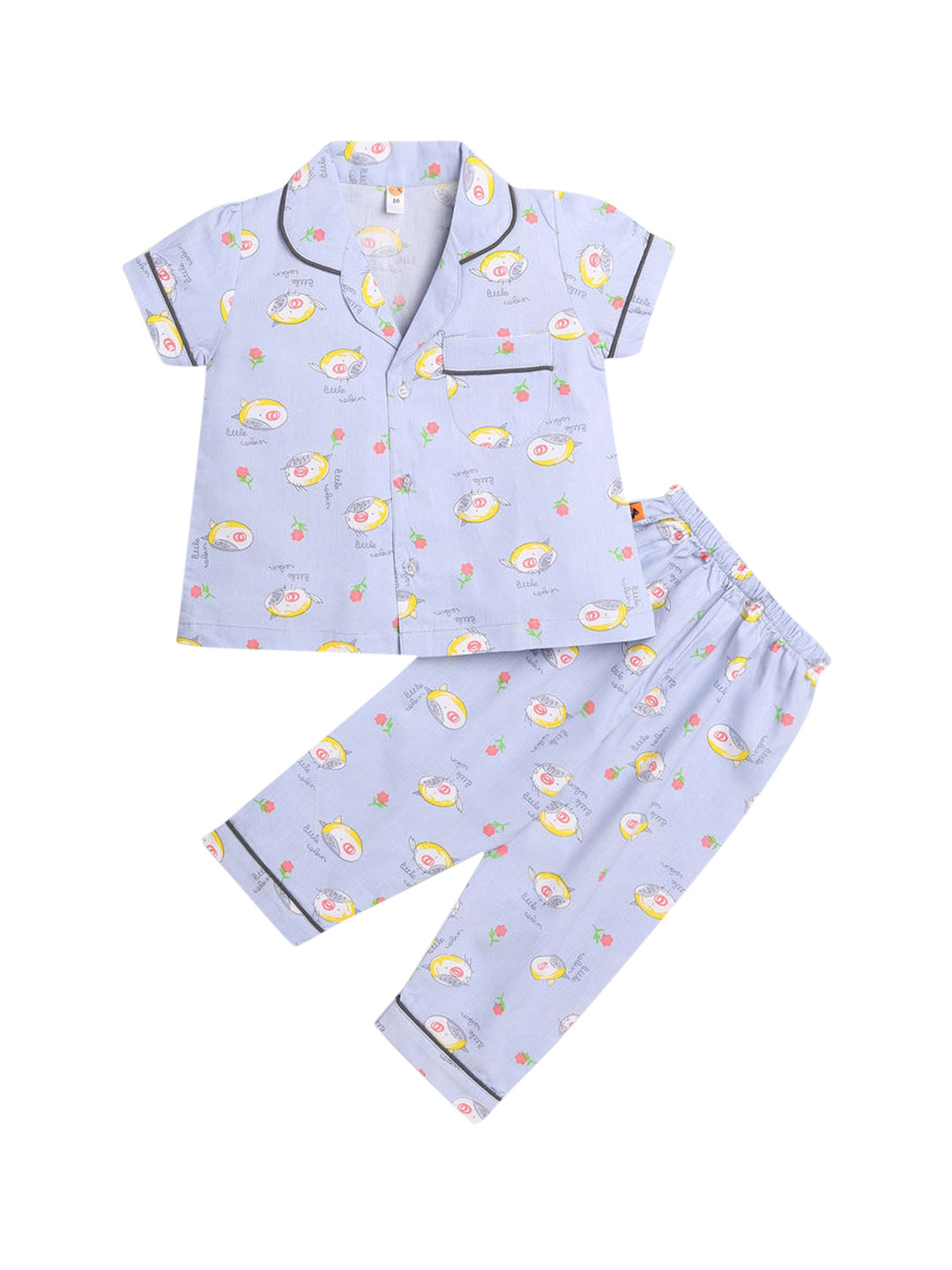 

Hopscotch Girls Grey & White Printed Night suit