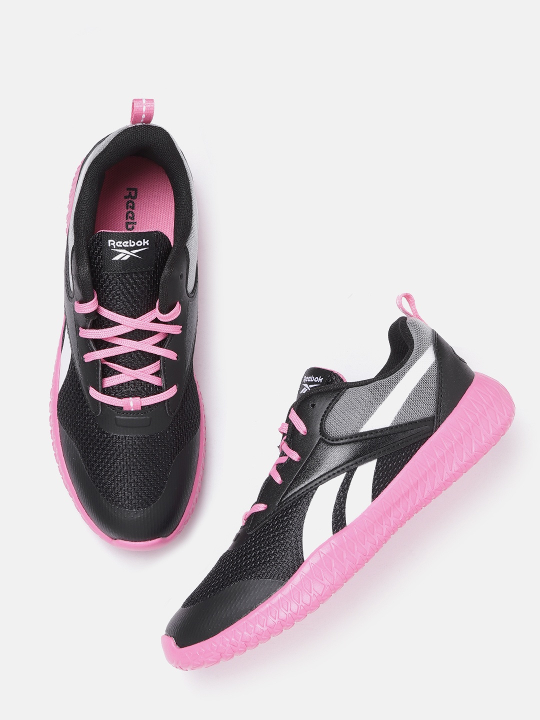 

Reebok Girls Black & White Woven Design Flexagon Energy 3 Training Shoes
