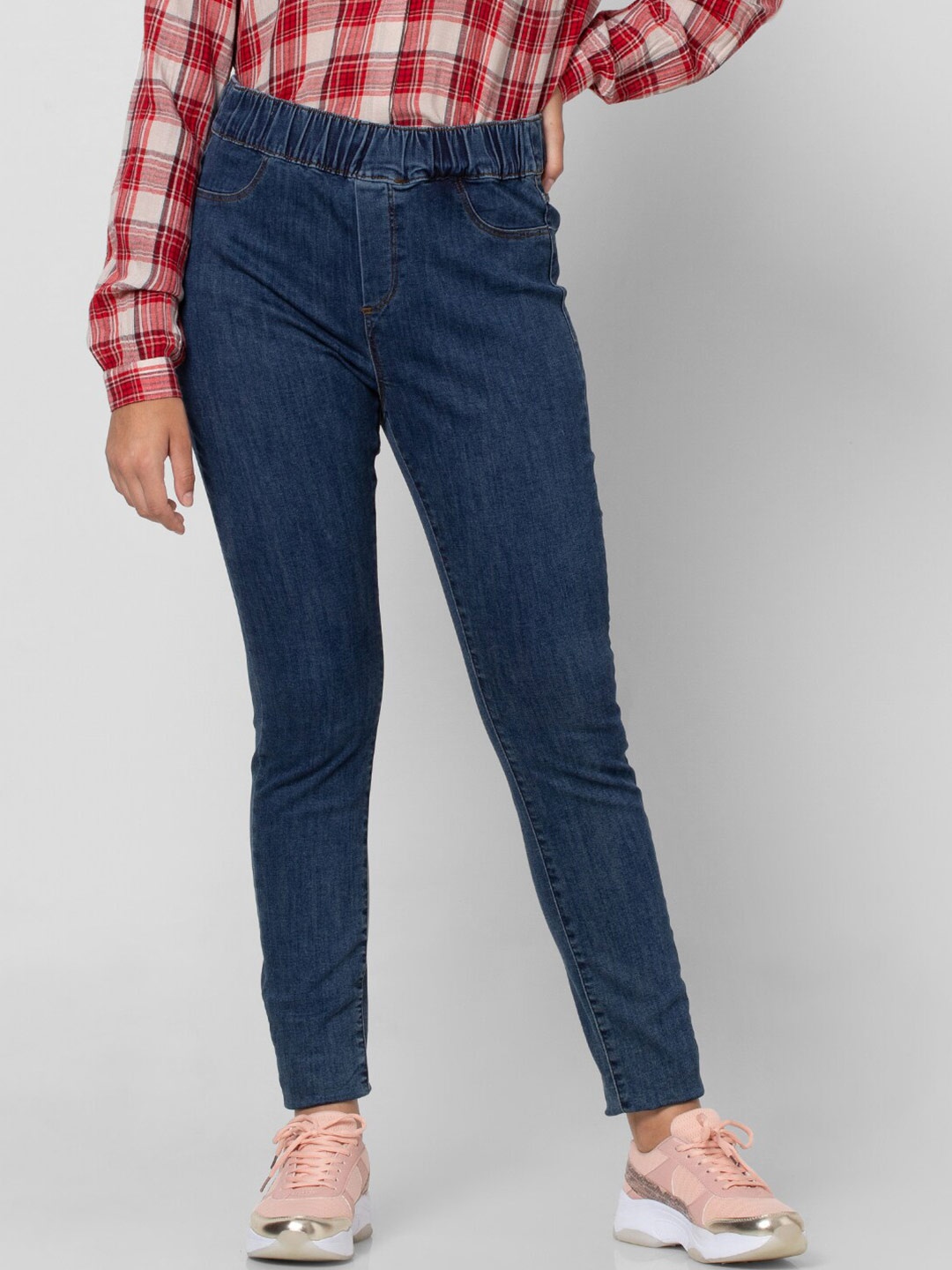 

VERO MODA CURVE Women Blue Solid Cotton Denim Jeggings