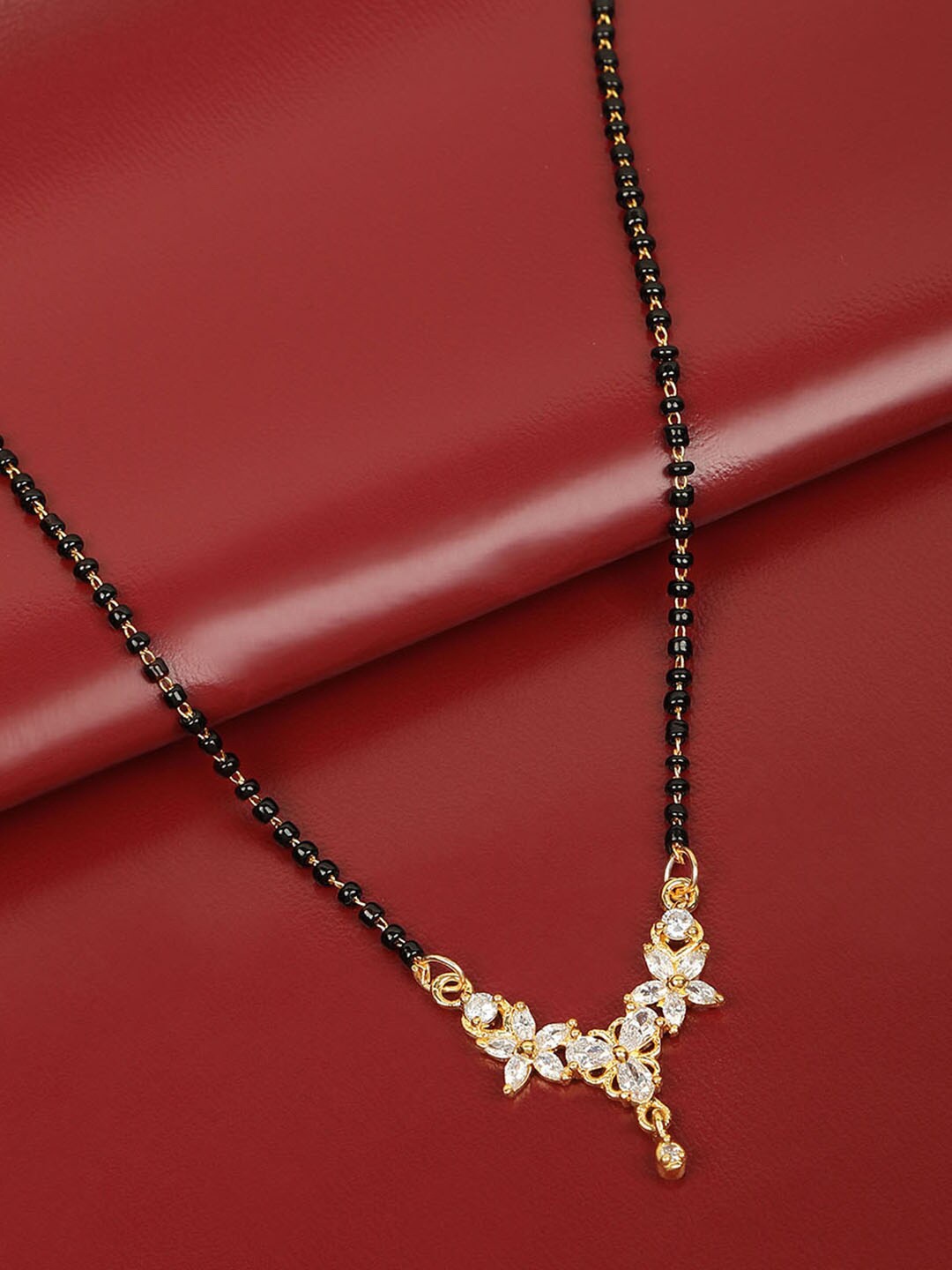 

AccessHer Gold-Plated & Black Beaded Mangalsutra