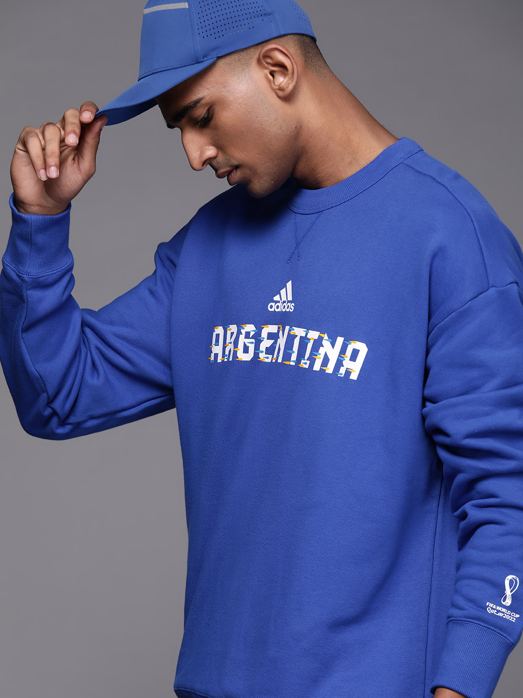 

ADIDAS Men Argentina CRSWT Pure Cotton Typography Printed Argentina Football Sweatshirt, Blue