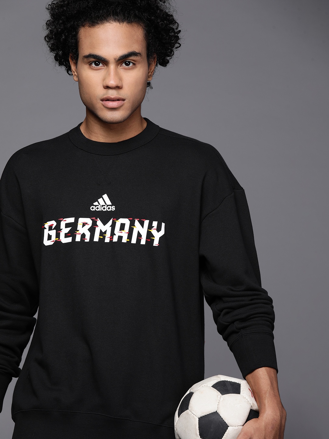

ADIDAS Men Black FIFA WC22 Football Germany Printed Sweatshirt