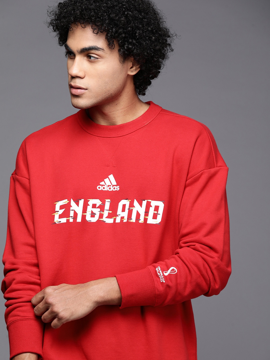 

ADIDAS Men Red Printed England Sweatshirt