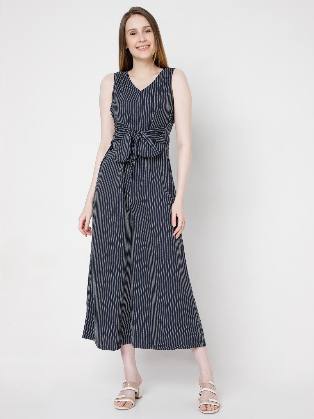 

Vero Moda Blue & Grey Striped Basic Jumpsuit