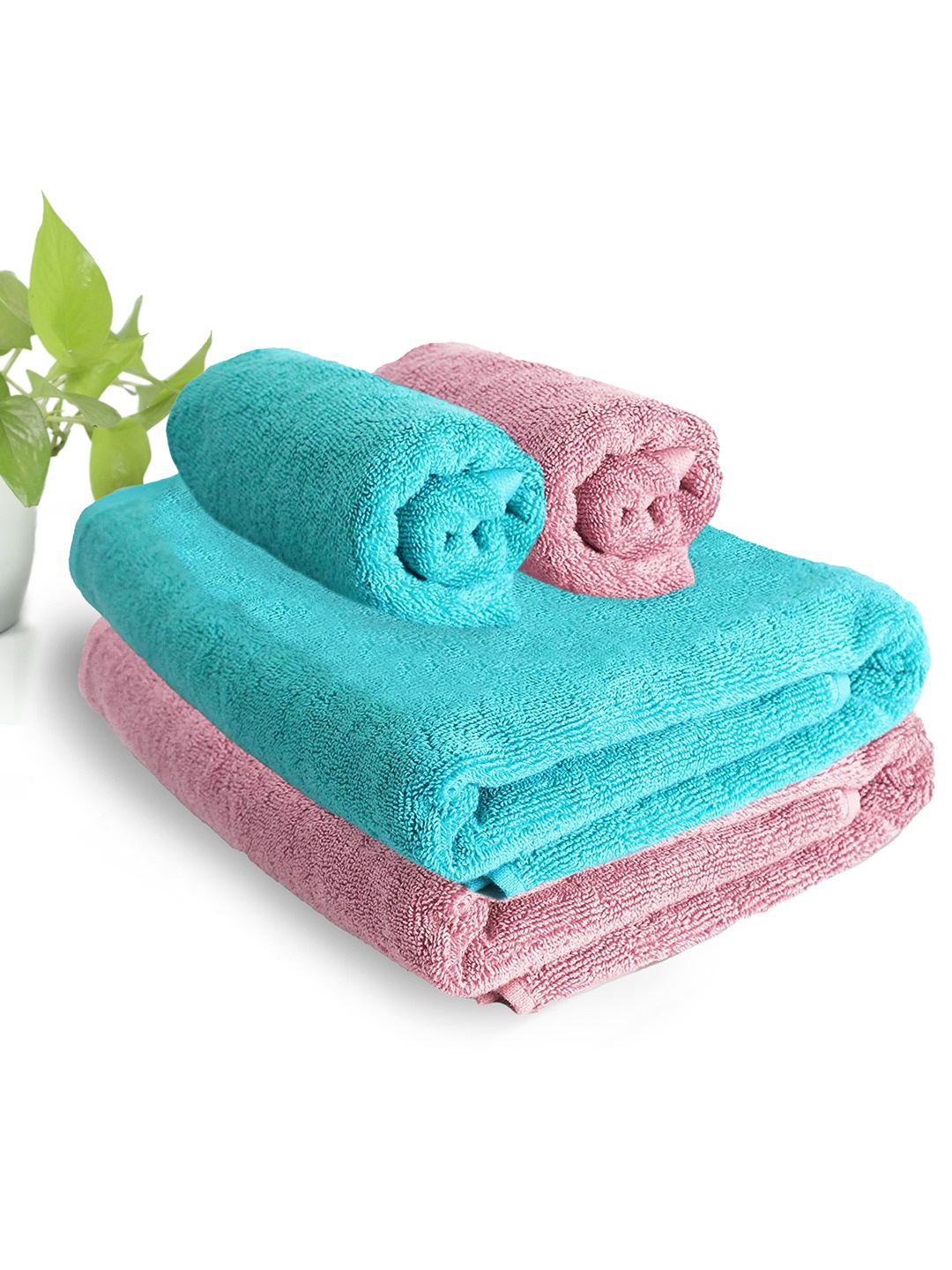 

HEELIUM Pack of 4 Bamboo Super Soft & Quick Absorbent 2 Bath & 2 Hand 600 GSM Towel Set, Peach