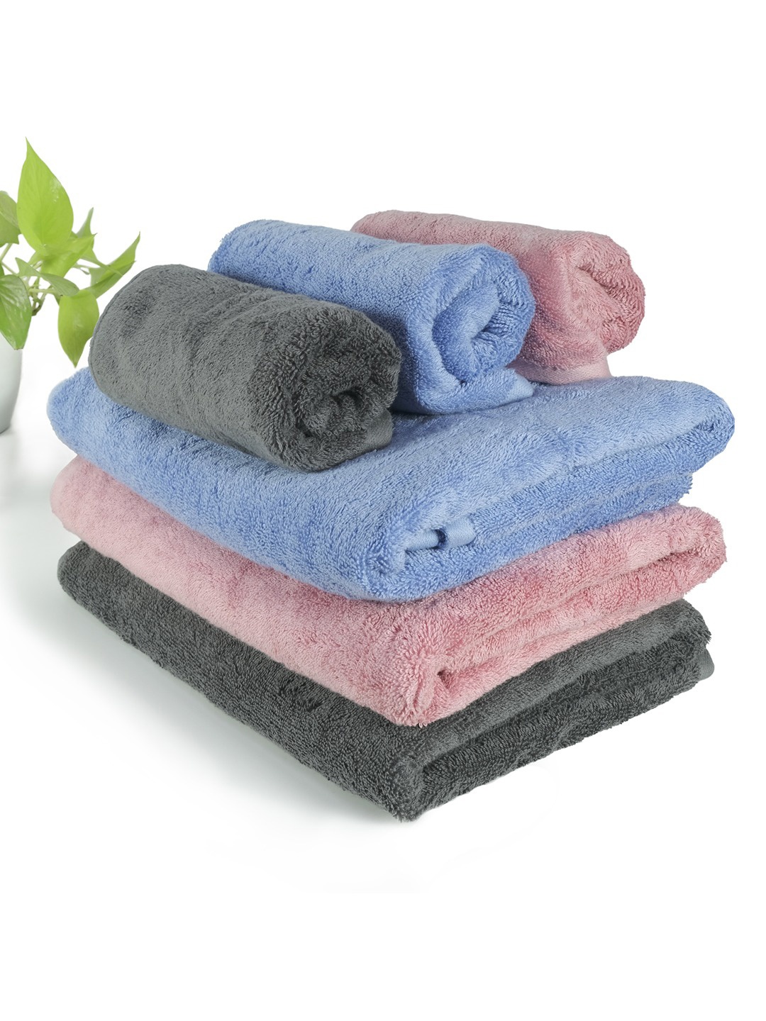 

HEELIUM Pack of 6 Bamboo Super Soft & Quick Absorbent 3 Bath & 3 Hand 600 GSM Towel Set, Peach