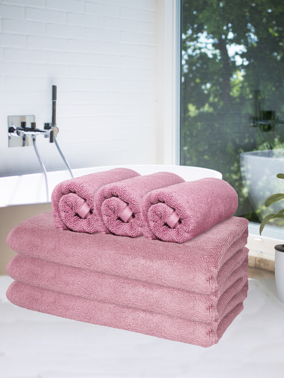 

HEELIUM Pack of 6 Bamboo Super Soft & Quick Absorbent 3 Bath & 3 Hand 600 GSM Towel Set, Peach