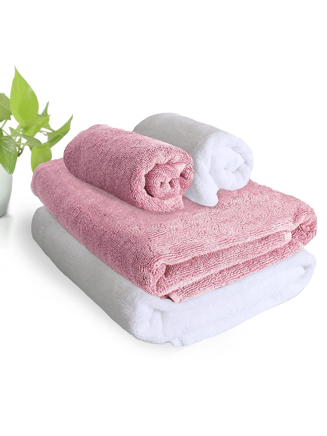 

HEELIUM Pack of 4 Bamboo Super Soft & Quick Absorbent 2 Bath & 2 Hand 600 GSM Towel Set, Peach