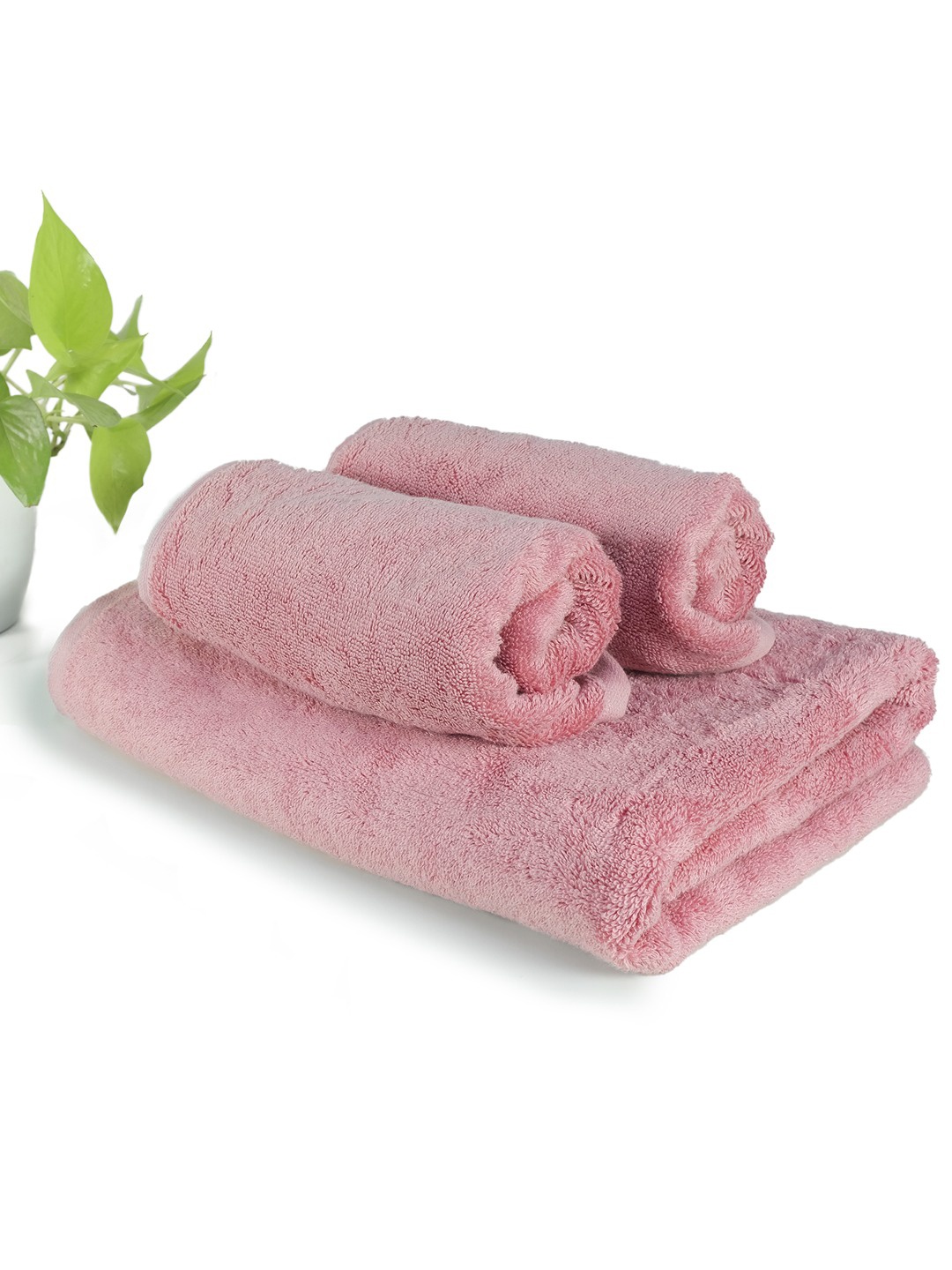 

HEELIUM Pack of 3 Bamboo Super Soft & Quick Absorbent 1 Bath & 2 Hand 600 GSM Towel Set, Peach